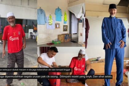 Hadiahkan Baju Raya, Warga Emas Tinggal Di Stesen Minyak Terbiar Di Sabah Buat Netizen Sebak