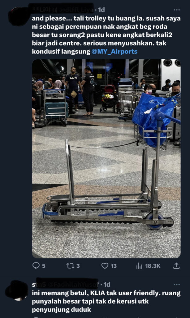 KLIA Tak 'User-Friendly', Mohon Tambah Kerusi
