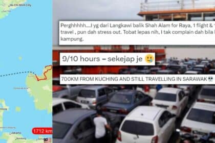 Kongsi 'Trip' Balik Kampung Di Sarawak Untuk Beraya, Perjalanan Sejauh 1712KM Buat Netizen Kagum