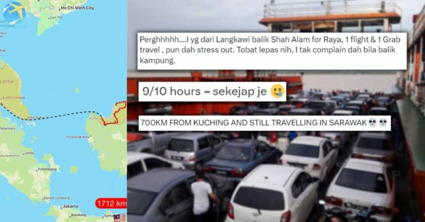 Kongsi 'Trip' Balik Kampung Di Sarawak Untuk Beraya, Perjalanan Sejauh 1712KM Buat Netizen Kagum