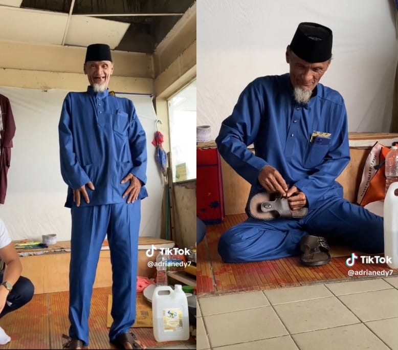 Hadiahkan Baju Raya, Warga Emas Tinggal Di Stesen Minyak Terbiar Di Sabah Buat Netizen Sebak