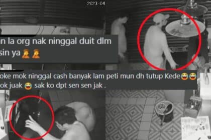 Pencuri Dirakam Curi 'Cashbox' Kosong Dalam Kedai Makan Di Satok Buat Netizen Berdekah
