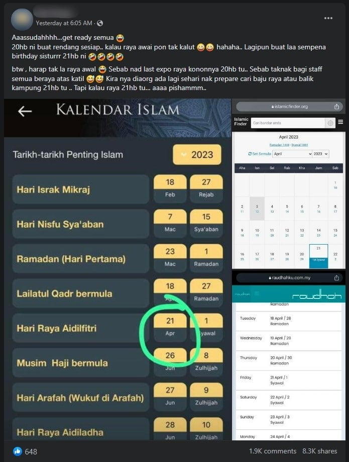 Netizen Jangka 'Raya Mengejut' Lagi Tahun Ini, JAKIM Minta Untuk Tidak Sebar Info Tidak Sahih
