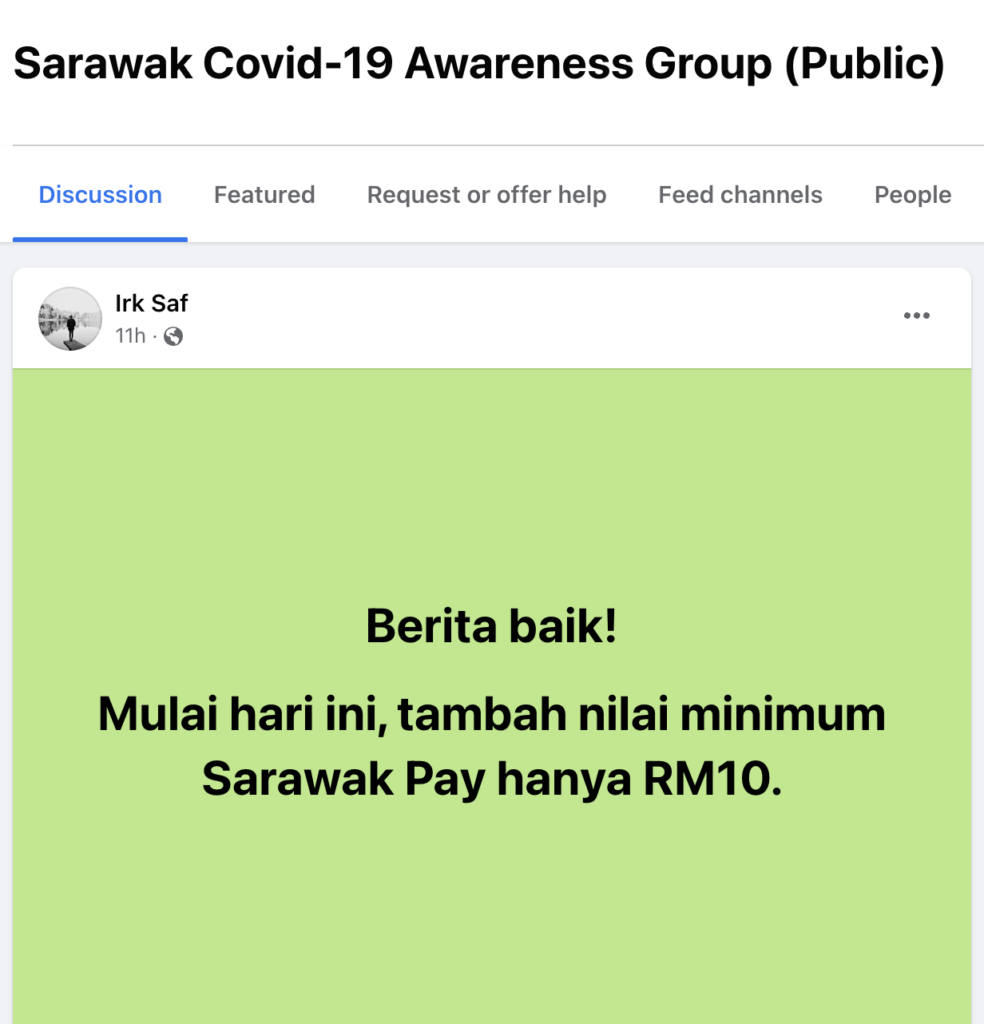 Berita Baik, Tambah Nilai Minimum Sarawak Pay Hanya RM10