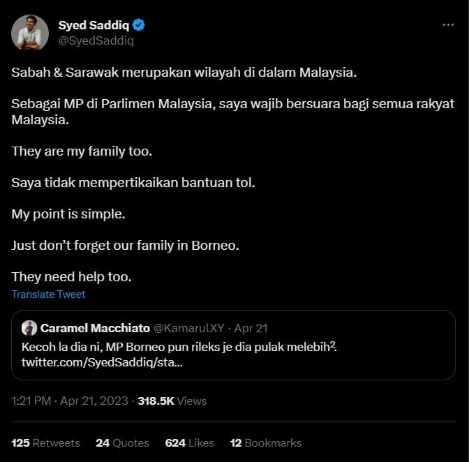 'Jangan Lupa Dengan Orang Borneo', Syed Saddiq Persoal Manfaat Tol Percuma Buat Sabah Sarawak