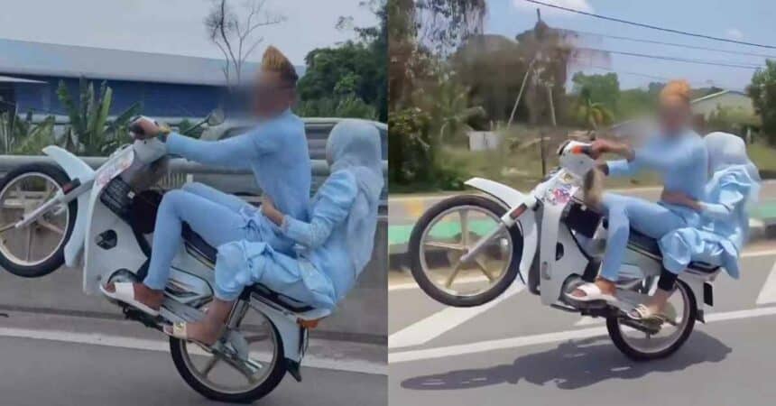 Selamba Buat Aksi Wheelie, Polis Kini Buru Pemuda Berbaju Melayu