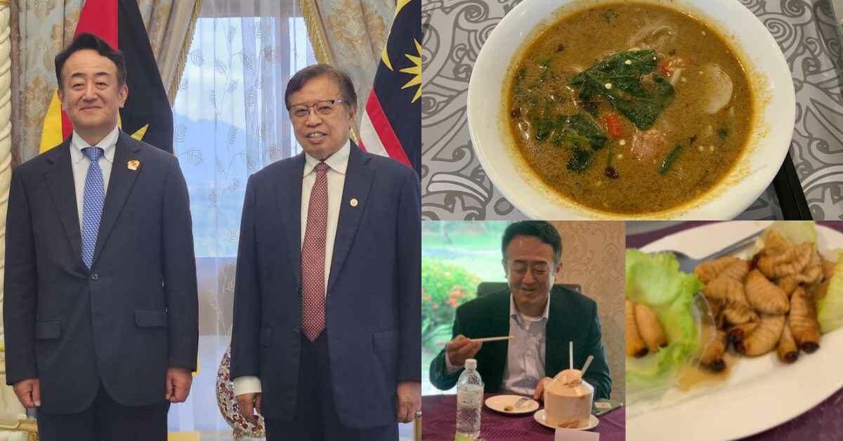 Sempoi Kongsi Makan Ulat Mulong Dan Laksa Sarawak, Duta Besar Jepun Raih Perhatian Netizen
