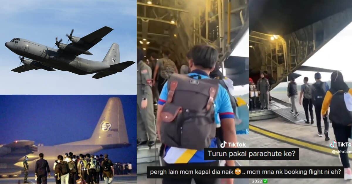 'Turun Pakai Parachute Ke?', Student UPNM Balik Raya Naik Pesawat C-130 Hercules Buat Netizen Teruja