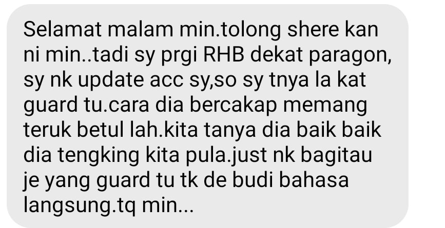 Kalau Mood Tak Baik Boleh Ambil Cuti Sementara, Nasihat Individu Ini Kepada Guard Biadab Di Bank Bintulu