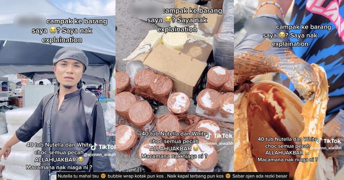 40 Tub Nutella Pecah, Peniaga Datang Berjual Stadium Kuching Sedih Pihak Penerbangan 'Handle' Barang