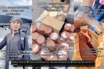 40 Tub Nutella Pecah, Peniaga Datang Berjual Stadium Kuching Sedih Pihak Penerbangan 'Handle' Barang