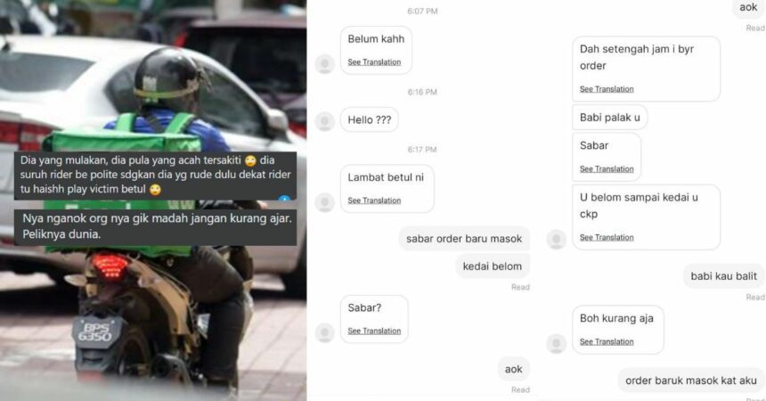Bengang Dipanggil 'Babi' Oleh Customer Yang Tak Sabar, Cara Rider E-Hailing Ini Jawab Buat Netizen Terhibur