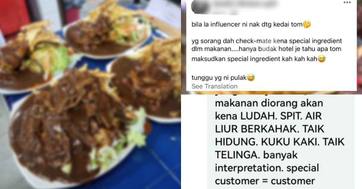 Berang Dapat Review 'Jujur', Owner Restoran Bangga Dedah Ludah Makanan Influencer Di FB