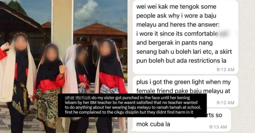 Gara-Gara Guna Baju Melayu, Gadis Kongsi Muka Lebam Ditumbuk Guru Sekolah Di Kuching