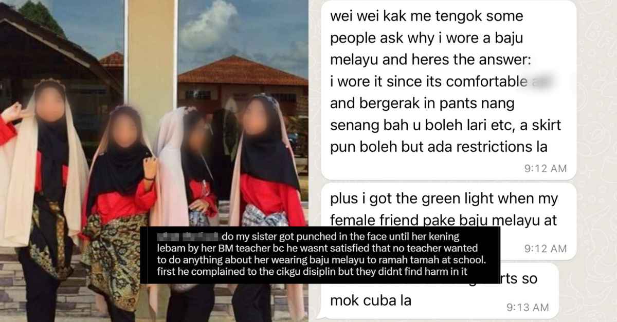 Gara-Gara Guna Baju Melayu, Gadis Kongsi Muka Lebam Ditumbuk Guru Sekolah Di Kuching