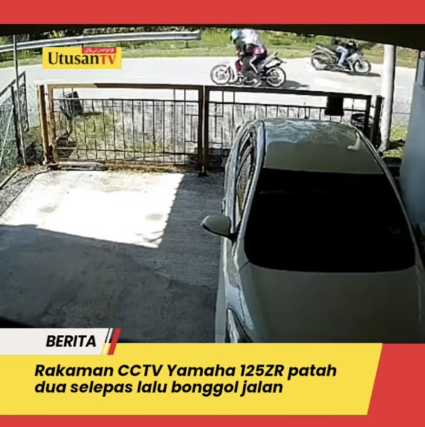 Motor 125ZR Terpatah Dua, Lepas Langgar Bonggol
