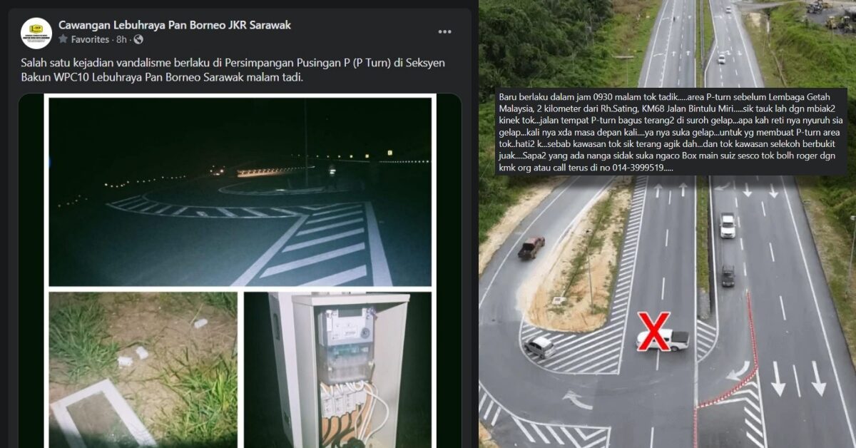 Pusingan P Gelap Di Jalan Bintulu Miri, Tular Perilaku Vandalisme Di Jalan Pan Borneo