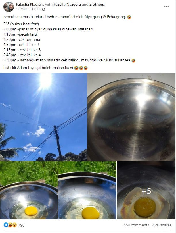 Selamba Masak Telur Bawah Matahari, 'Eksperimen' Wanita Dari Sabah Ini Curi Tumpuan Netizen