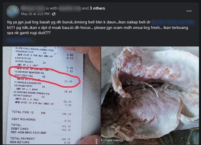 Isi Dah Hancur Dan Bau, Individu Ini Luah Kesal Ikan Siakap Tak 'Fresh' Dari Supermarket Di Kuching