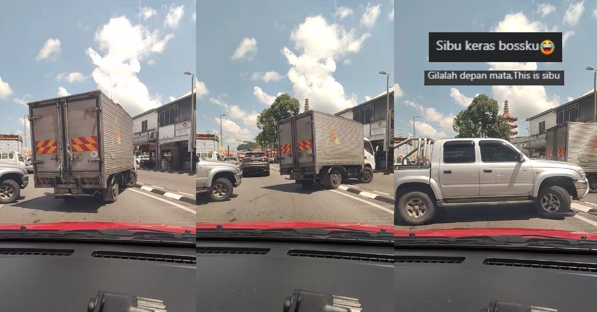'Sibu Keras Boss', Olahan Hilux Dan Lori Lawan Divider Jalan Sempat Dirakam Dashcam Netizen