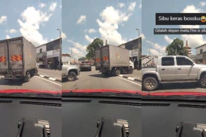 'Sibu Keras Boss', Olahan Hilux Dan Lori Lawan Divider Jalan Sempat Dirakam Dashcam Netizen