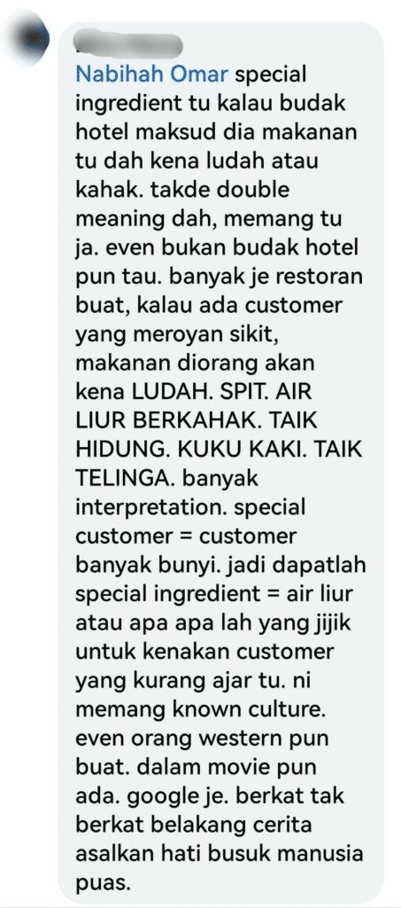 Berang Dapat Review 'Jujur', Owner Restoran Bangga Dedah Ludah Makanan Influencer Di FB