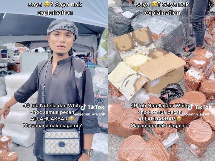 40 Tub Nutella Pecah, Peniaga Datang Berjual Stadium Kuching Sedih Pihak Penerbangan 'Handle' Barang