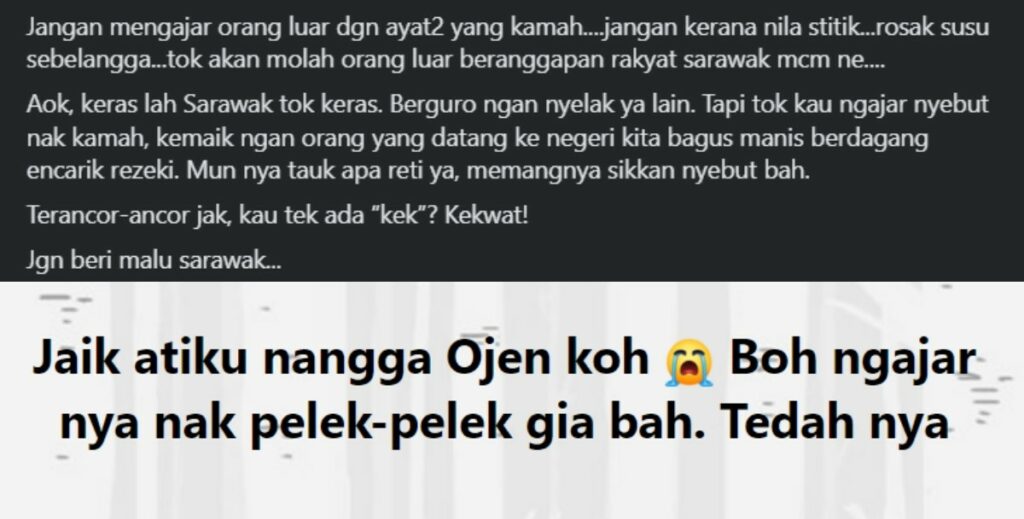 'Jangan Beri Malu Sarawak', Netizen Geram Individu Ini Ajar Ojen Aiwah Sebut Ayat Kotor