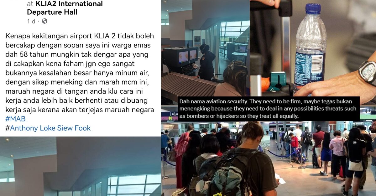 Dakwa Ditengking Kakitangan KLIA2 Gara-Gara Minum Air, Kongsian Individu Ini Raih Perhatian Netizen