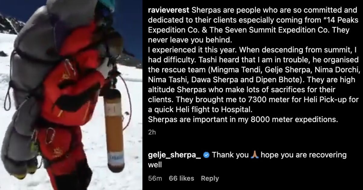 Sampai 'Block' Di Instagram, Pendaki Everest Akhirnya Akui Sherpa Selamatkan Dirinya