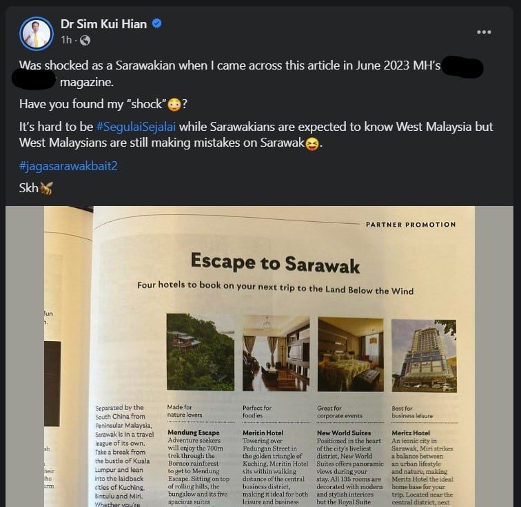 'Negeri Bawah Bayu', Majalah Airline Timbulkan Kekeliruan Pembaca Dengan Nama Gelaran Sarawak
