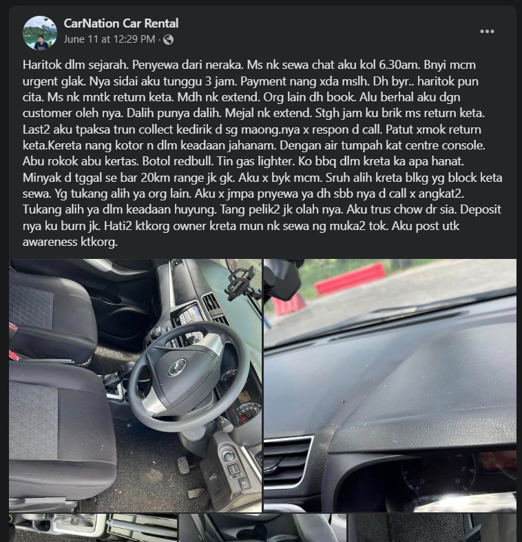'Penyewa Dari Neraka', Owner Luah Kesal Terima Kereta Seperti 'Tongkang Pecah' Di Kuching