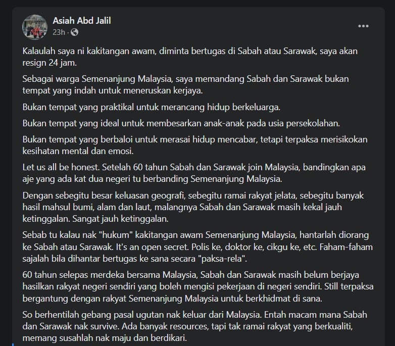 'Sabah Sarawak Jauh Ketinggalan', Kongsian Peguam Wanita Ini Undang Perhatian Netizen