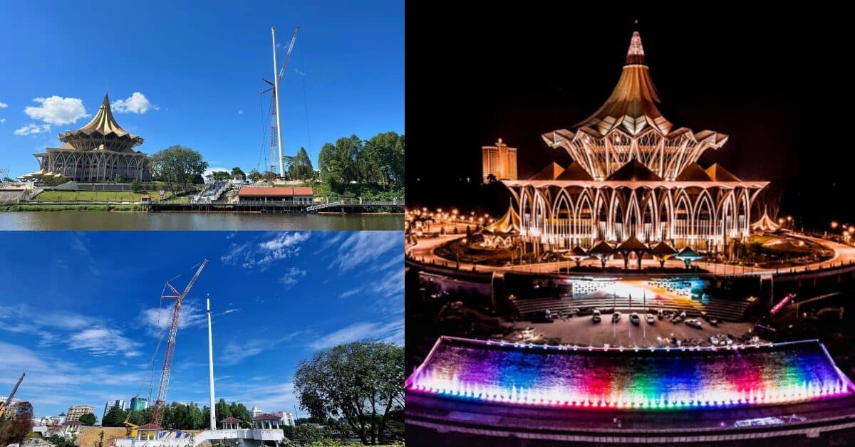 Setinggi 99 Meter, Lihat Struktur Terkini Tiang Bendera Sarawak Tertinggi Di Malaysia