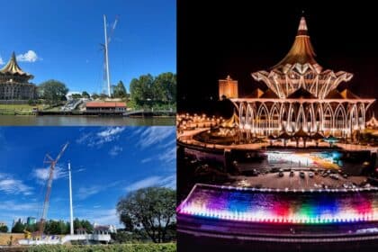 Setinggi 99 Meter, Lihat Struktur Terkini Tiang Bendera Sarawak Tertinggi Di Malaysia