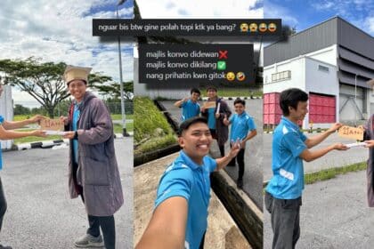 Siap Buat Topi Dari Kotak, Lelaki Ini Buat Majlis Konvo Di Kilang Buat Netizen Tak Kering Gusi