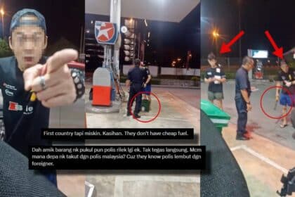 Tindakan Berani Abang Grab, 2 Warga Singapura Bengang Ditegur Setelah Kantoi Isi Petrol Dalam Tong