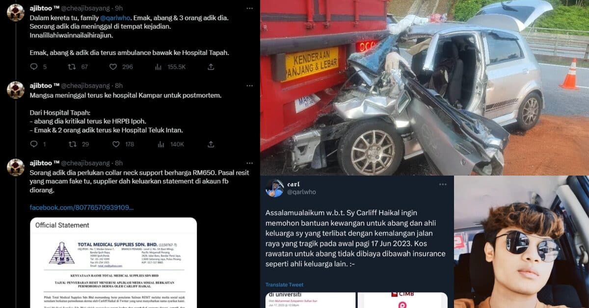 Tuduh Individu Guna Alasan Kemalangan Bawa Lari Kutipan RM55K Dari Twitter, Ini Penjelasan Sebenarnya
