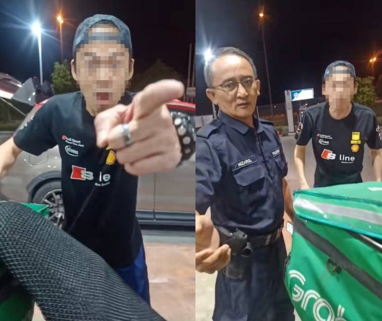 Tindakan Berani Abang Grab, 2 Warga Singapura Bengang Ditegur Setelah Kantoi Isi Petrol Dalam Tong