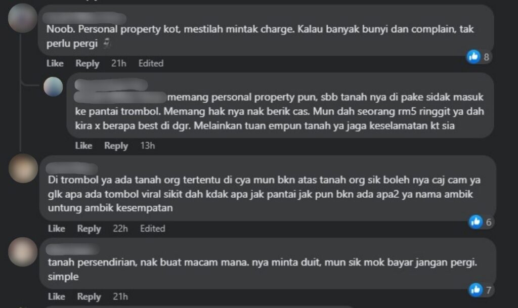 'Wajar lah Kenakan Bayaran', Isu Bayaran Masuk Pantai Trombol Cetus Debat Netizen