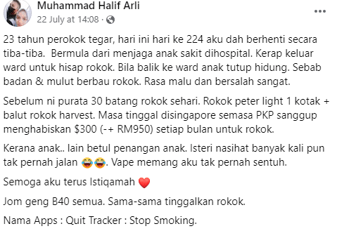 23 Tahun Jadi Perokok Tegar Sehari 30 Batang, Bapa Taubat Lepas Anak Masuk Hospital
