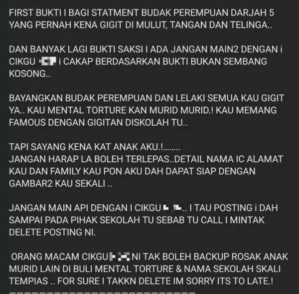 Anak Tak Nak Pergi Sekolah, Bongkar Perangai Keji Guru Lelaki Suka Gigit Bibir Murid