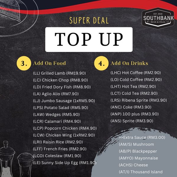 Promosi Southbank Grill & Chill, Hanya RM6.90 Sahaja