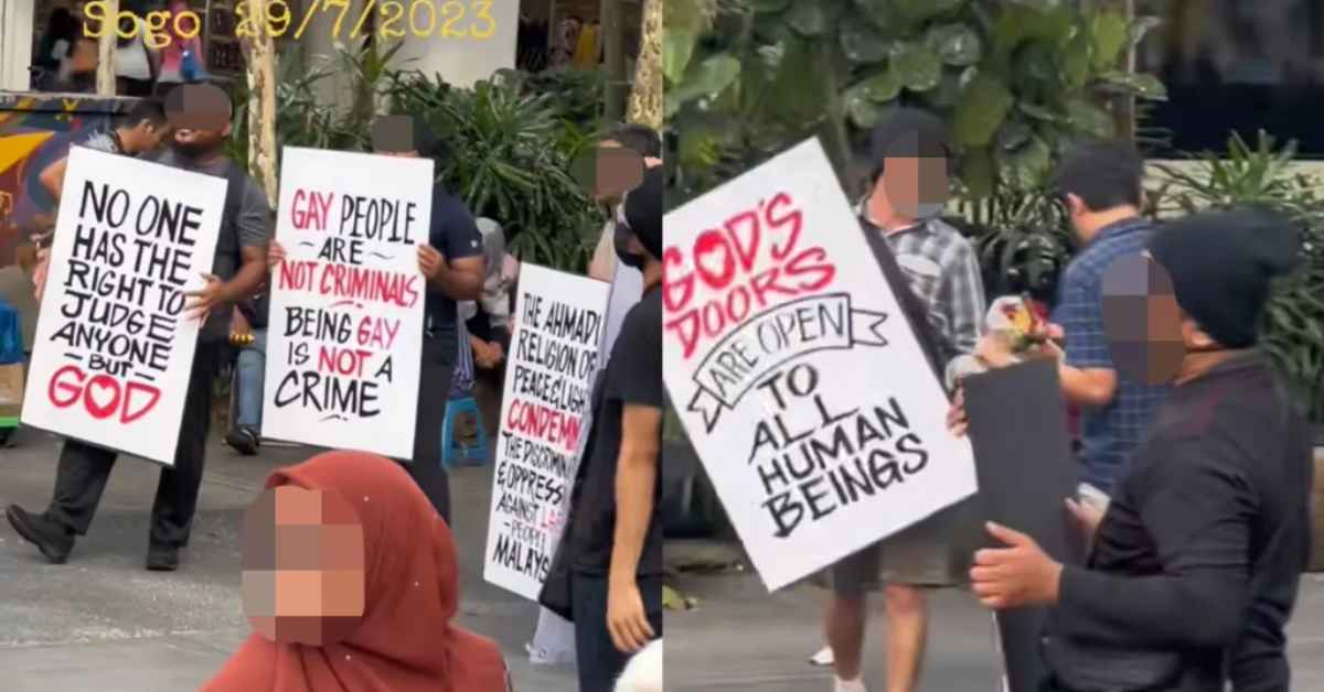 Bangga Pegang Sepanduk Sokong LGBT, Netizen 'Sekolahkan' Geng Pelangi Ini