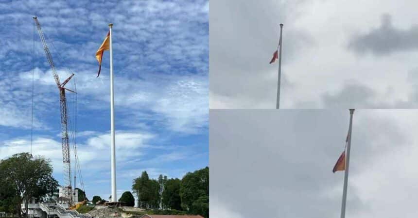 Belum Sebulan Terpacak, Bendera Sarawak Pada Tiang RM30 Juta Terkoyak Jadi Bualan Netizen