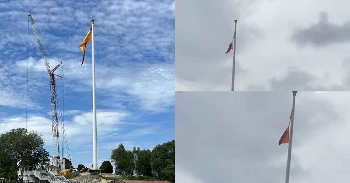 Belum Sebulan Terpacak, Bendera Sarawak Pada Tiang RM30 Juta Terkoyak Jadi Bualan Netizen