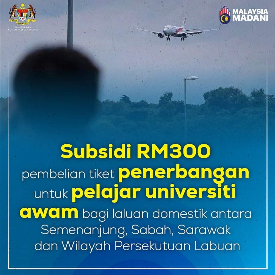 Baucar Digital Khas Untuk Pelajar, Kerajaan Beri RM300 Untuk Penerbangan Domestik
