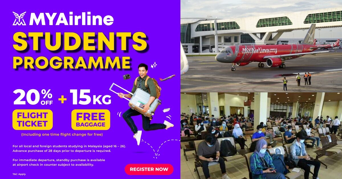 Khas Untuk Pelajar, MyAirline Tawarkan Diskaun 20% Harga Tiket Dan 15kg Bagasi Percuma