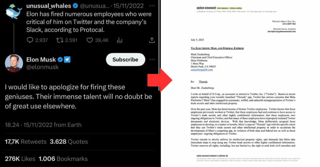 Elon Musk Hantar Surat Saman Kepada Mark Sebab Meniru, Tuduh Meta Upah Bekas Staf Twitter