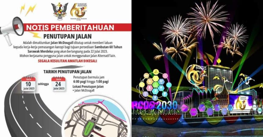 Notis Penutupan Jalan Sekitar Kuching Sempena Sambutan 60 Tahun Sarawak Merdeka